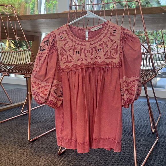 Ulla Johnson Tops - Ulla Johnson Pink Embroidered Blouse